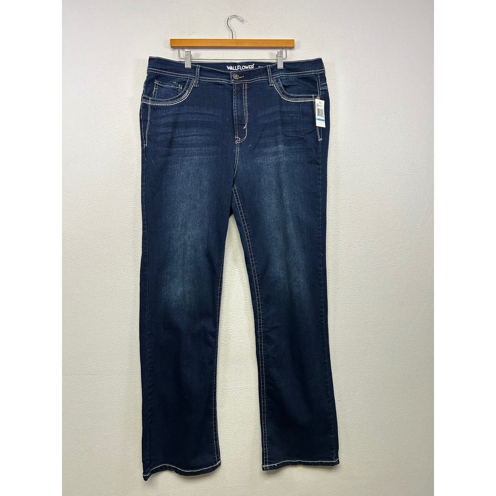 Western Wallflower Womens 20 Long Dark Wash Amy Straight Leg Jeans Cowgirl Y2K